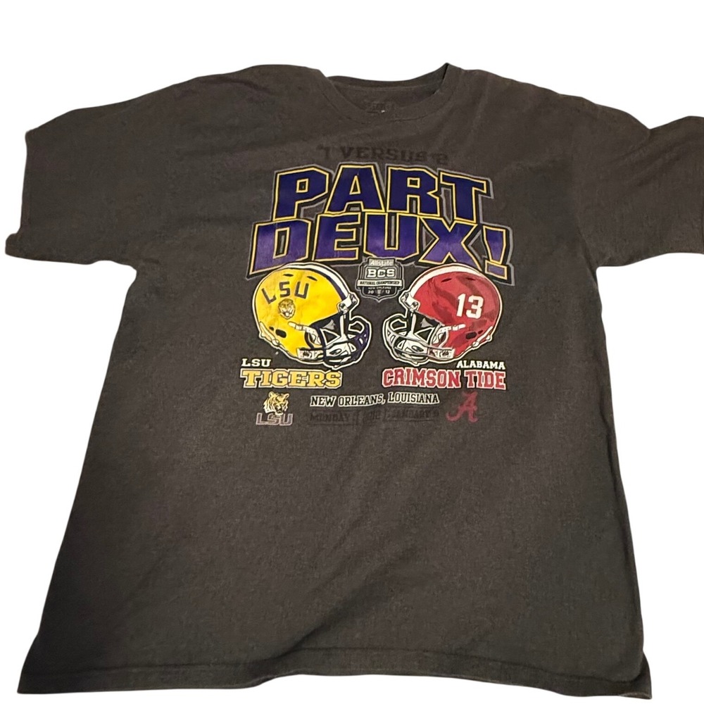 Majestic LSU vs Alabama 2012 BCS National Championship T-Shirt XL Part Deux Grey